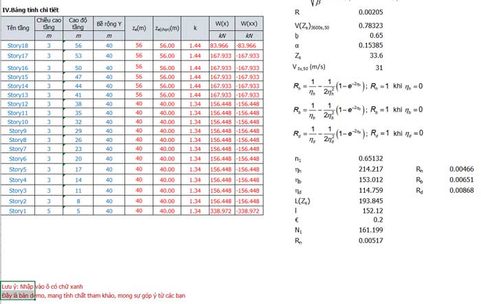 bảng tính tải trọng gió 2737-2023