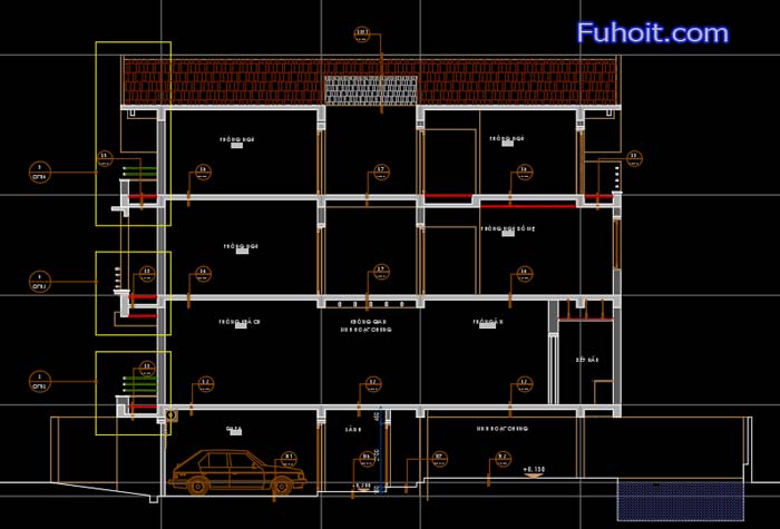file cad biệt thự 4 tầng 8x15 fuhoit